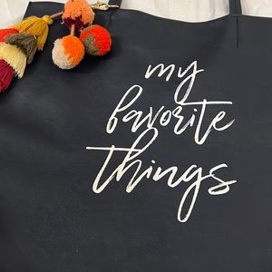 Anthropologie navy leather tote bag